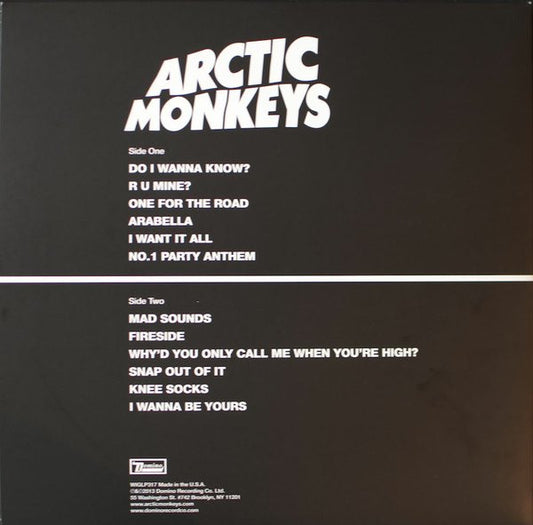 Imagen de la portada del disco AM del artista Arctic Monkeys